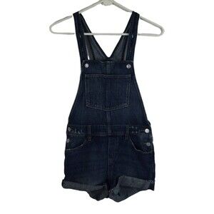 Old Navy Shortalls Overalls Cuffed Blue Denim Jeans Cotton Girls Size XL 14